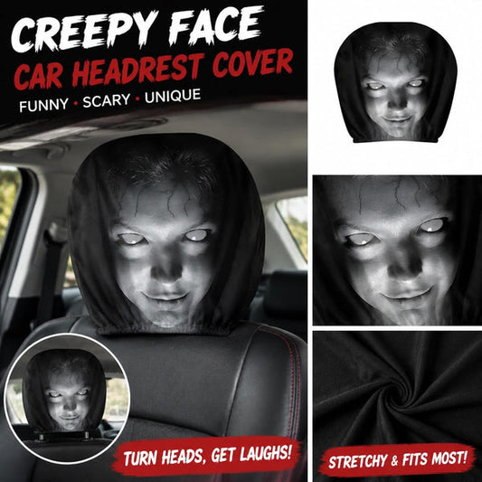 Premium 2 Pcs Modern Style Hooded Bright-Eyed Mysterious Portrait Pattern Car Headrest Covers