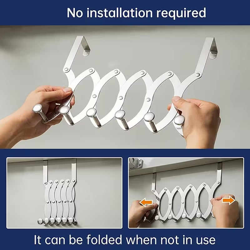 Multi-Purpose 6-Hook Door Hanger | Heavy-Duty Adjustable Storage Rack | Pack of 2