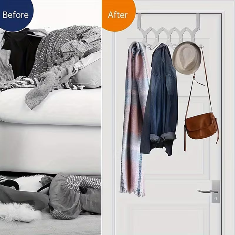 Multi-Purpose 6-Hook Door Hanger | Heavy-Duty Adjustable Storage Rack | Pack of 2