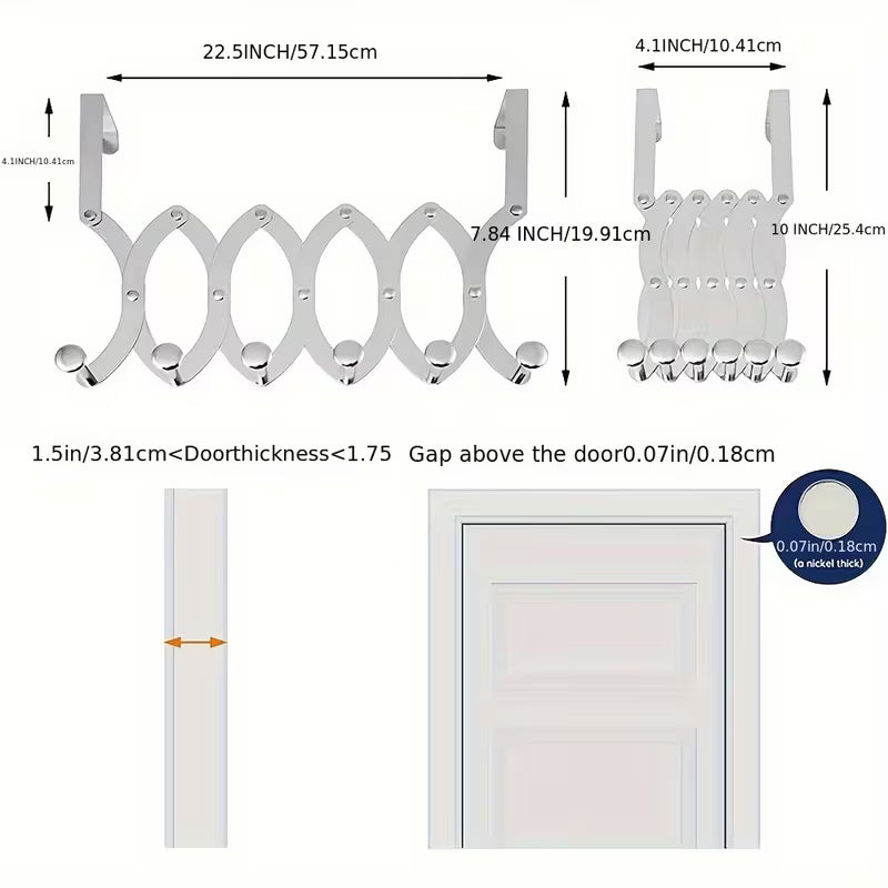 Multi-Purpose 6-Hook Door Hanger | Heavy-Duty Adjustable Storage Rack | Pack of 2